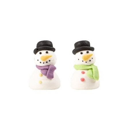 1015548 BONHOMME DE NEIGE CHAPEAU 3D EN SUCRE 5CM42 PIÈCES S/CD