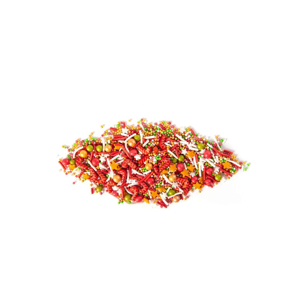 1061213 MIX DECORS NOEL SUCRE ORGE/ETOILE ROUGE/OR/VERT 500GR S/CD