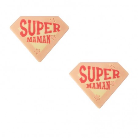 2010822 PLAQUETTE SUPER MAMAN 45X35MM CHOCOLAT 120 PCES