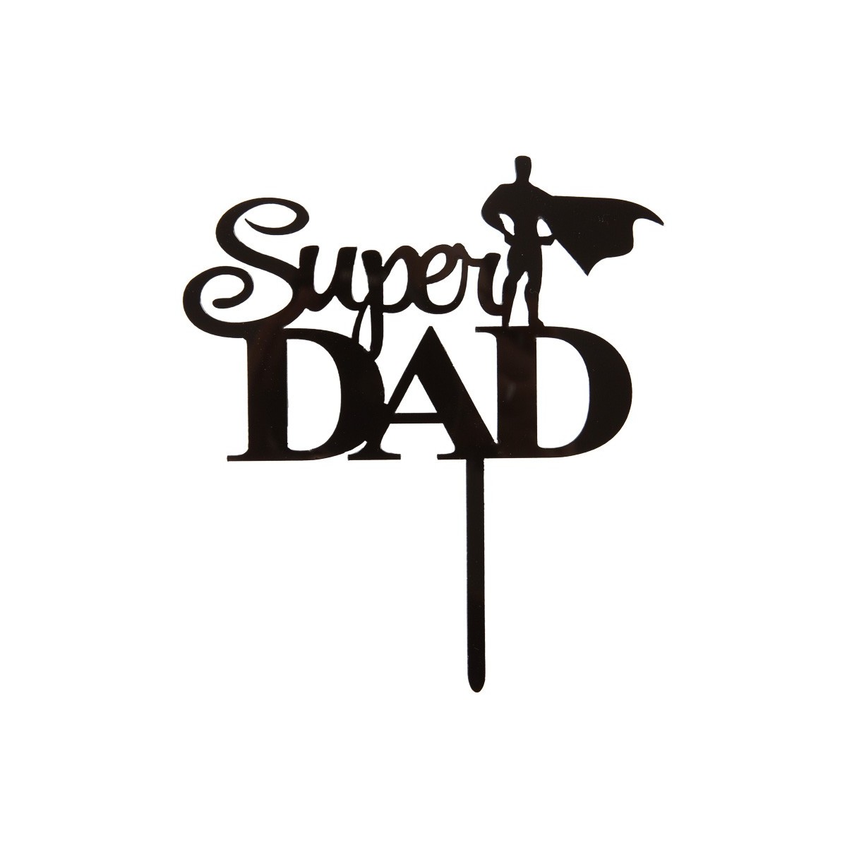 +1011056 CAKETOPPER SUPER DAD NOIR 12X8CM 10 PCES S/CD