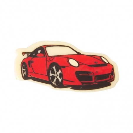 2011065 PLAQUETTE PORSCHE ROUGE 75X35MM CHOCOLAT 60PCES S/CD