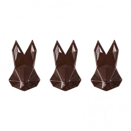 2069187 TETE LAPIN ORIGAMI 45X30MM CHOCOLAT NOIR 135PCES