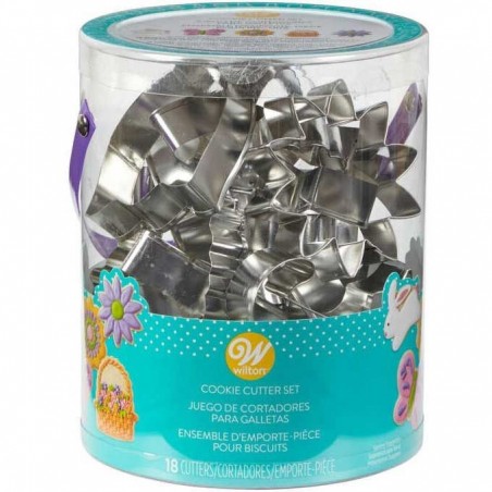 WILTON SET 18 METALEN KOEKJES UITSTEKER TUB PASEN