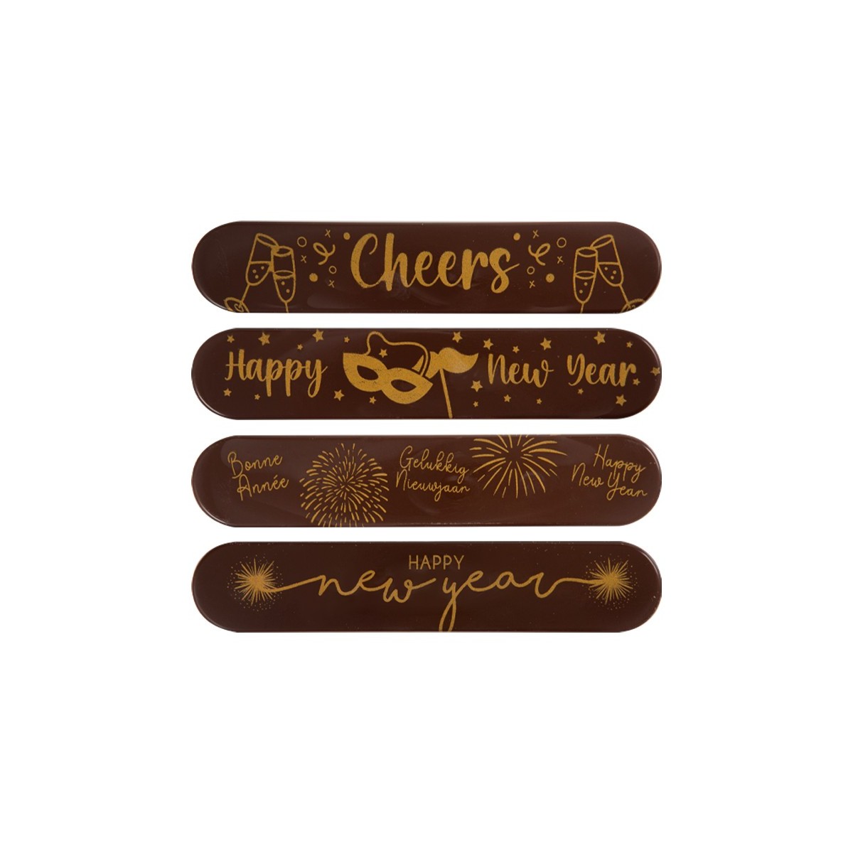 2014732 ECLAIR GELUKKIG NIEUWJAAR, BONNE ANNÉE, NEWYEAR 15X3CM 35PCES S/CDE