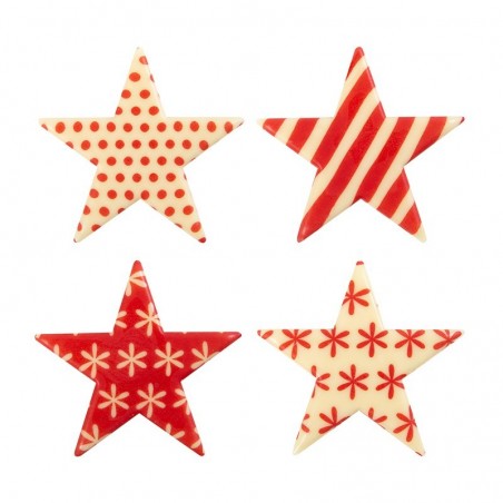 15483 STAR WITH RED CHRISTMAS DRAWING 5.5CM 60PCES ON/ORDER