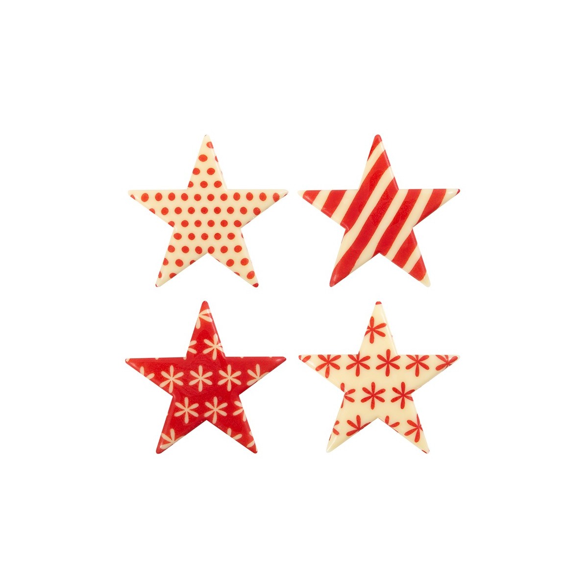 15483 STAR WITH RED CHRISTMAS DRAWING 5.5CM 60PCES ON/ORDER