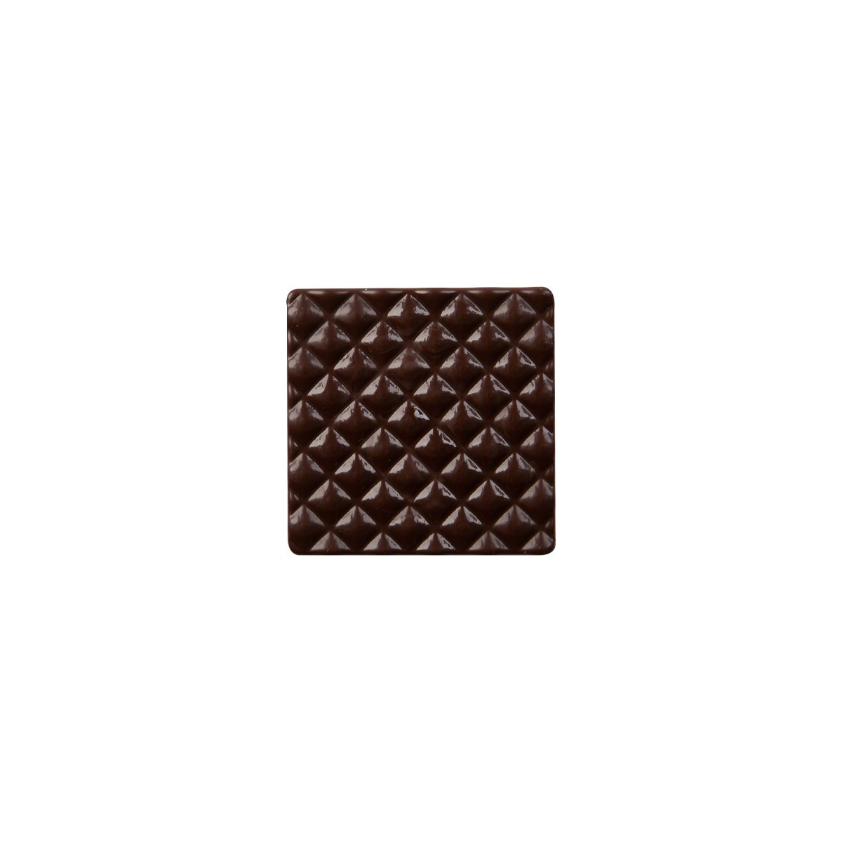 15638 VIERKANT MET KUSSENMOTIEF ZWARTE CHOCOLADE 5X5CM 75PCES OP/ORDER