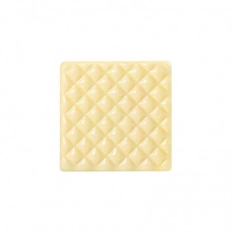 15639 MINI SQUARE LOG END WITH RELIEF WHITE CHOCOLATE 5X5CM 75PCES ON/ORDER