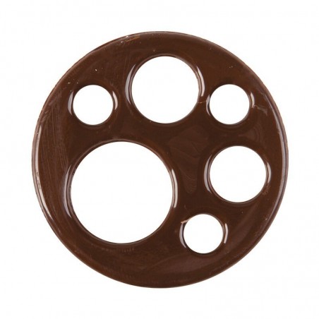 2034812 PLAQUETTE RONDE AVEC RONDS VIDES CHOCOLAT FONDANT 5CM 75 PCES S/CD