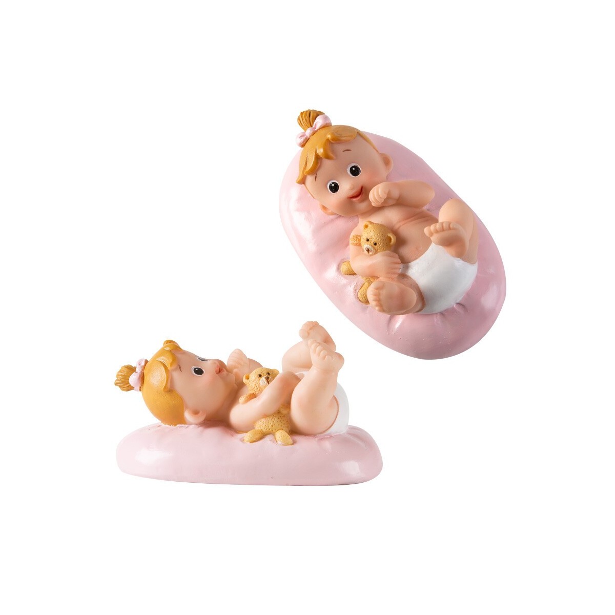 1031083 SUJET DE NAISSANCE FILLE OURS 8X5CM 6 PCES