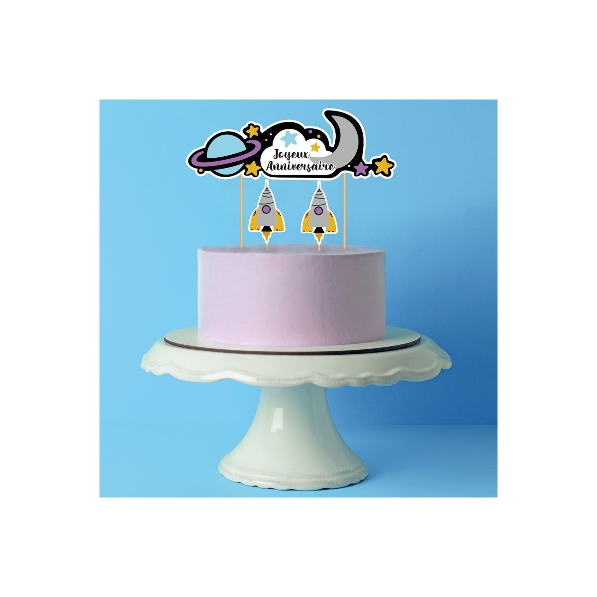 CAKE TOPPER HAPPY BIRTHDAY GALAXY 3PCES