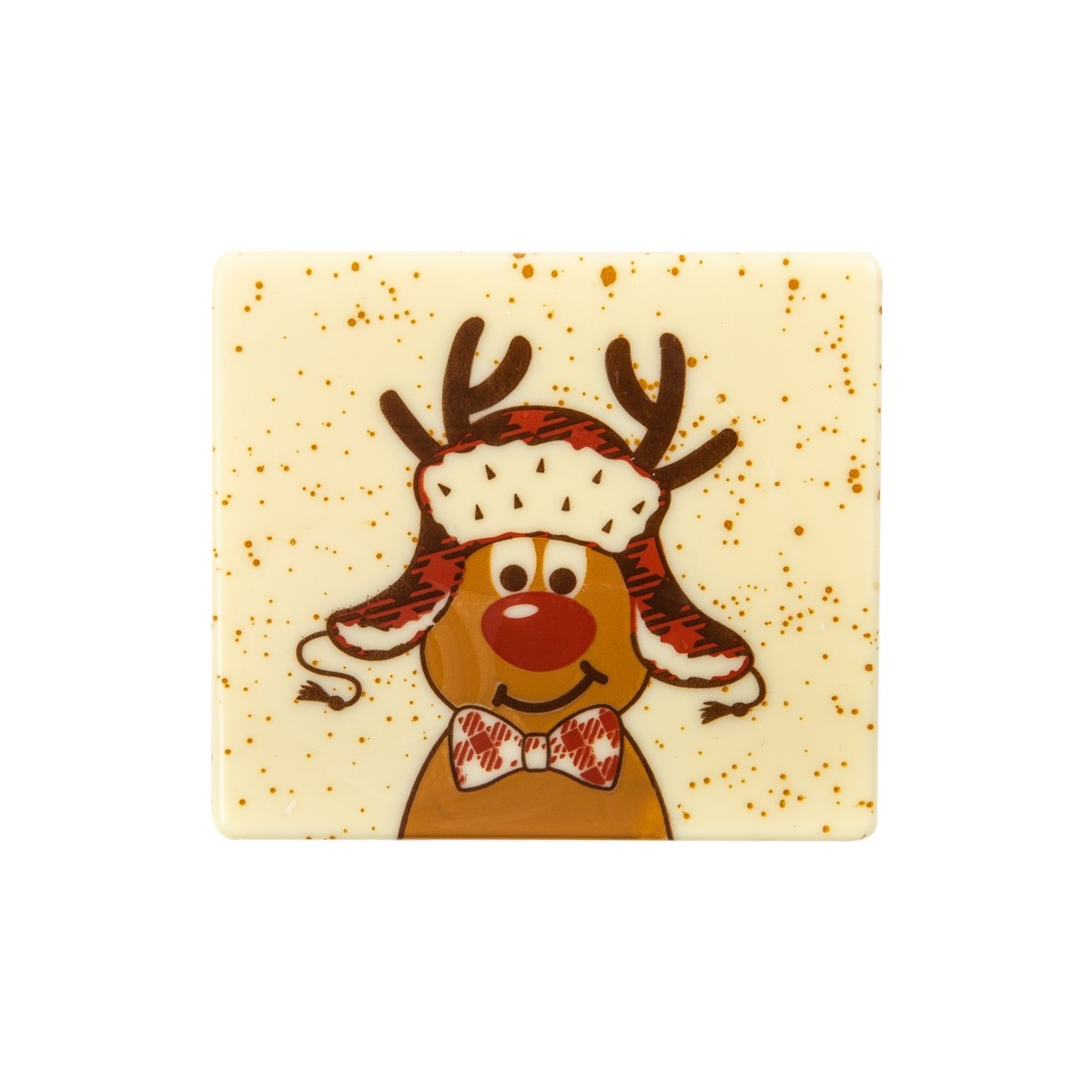 14708 EMBOUT DE BÛCHE  RUDOLPH AVEC BONNET CHOCOLAT NOIR 9X8CM 40 PCES S/CD