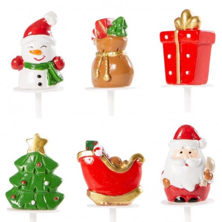 1015297 FIGURINE DE NOEL SUR PIC BH NEIGE/CADEAU/SAPIN/TRAINEAU/PÈRE NOEL 60 PCES