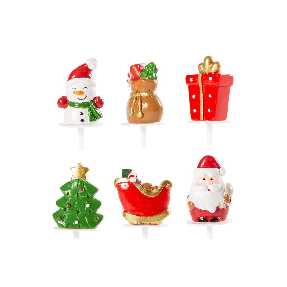 1015297 FIGURINE DE NOEL SUR PIC BH NEIGE/CADEAU/SAPIN/TRAINEAU/PÈRE NOEL 60 PCES