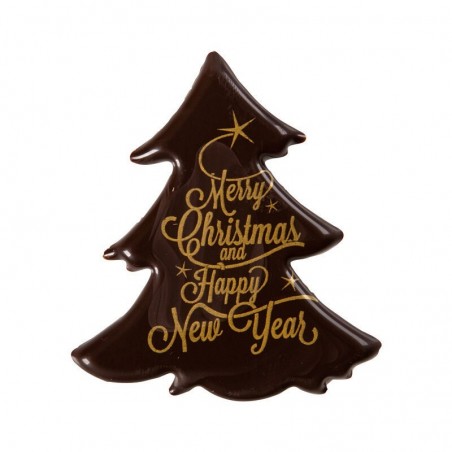 2015406 PLAQUETTE ARBRE MERRY C & HAPPY N Y CHOCOLATNOIR 60 PCES