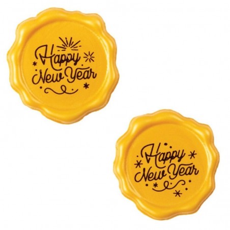 15448 TAMPON HAPPY NEW YEAR  DORE CHOCOLAT BLANC 38MM 120 PCES