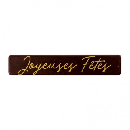 2015851 PLAQUETTE  JOYEUSES FETES CHOCOLAT NOIR 8X1,5CM 120 PCES