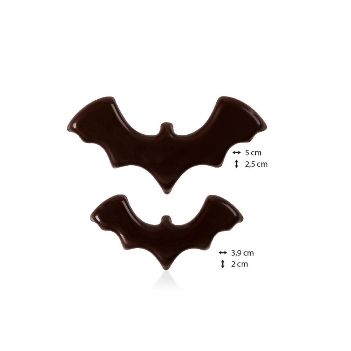 2091128 CHAUVE SOURIS EN CHOCOLAT NOIR 50X25 & 39X20MM 150 PCES