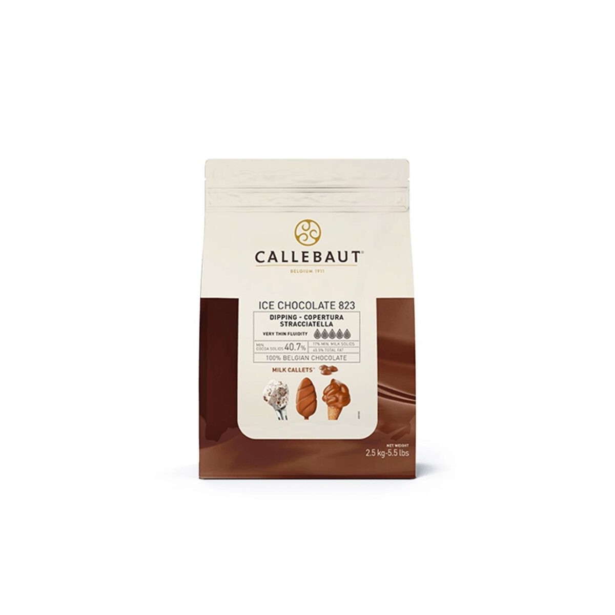 CALLEBAUT ICE-45-MNV-552 MELK CALLETS 40%  KARTON VAN 4X2.5KG  KG