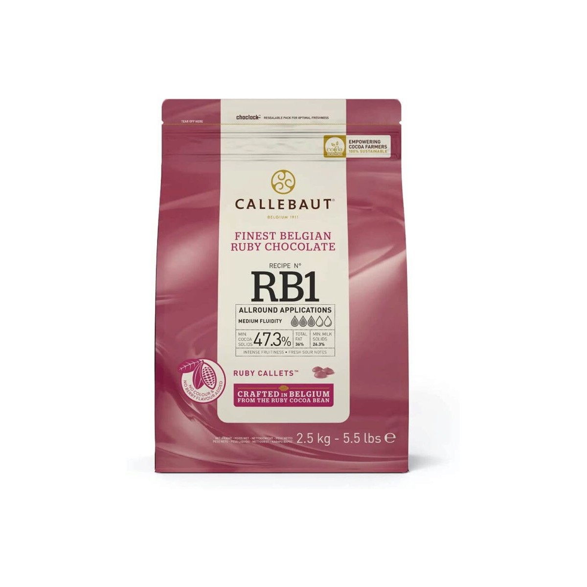 CALLEBAUT CHR-R35RB1-E4-U70 CHOCOLAT RUBY CALLETS 2.5KG