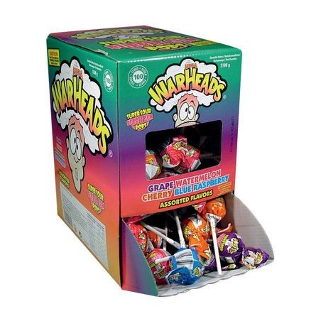 LOLLIPOPS SOUR VARIETY WARHEADS MIX 100 PIECES  PACKAGE