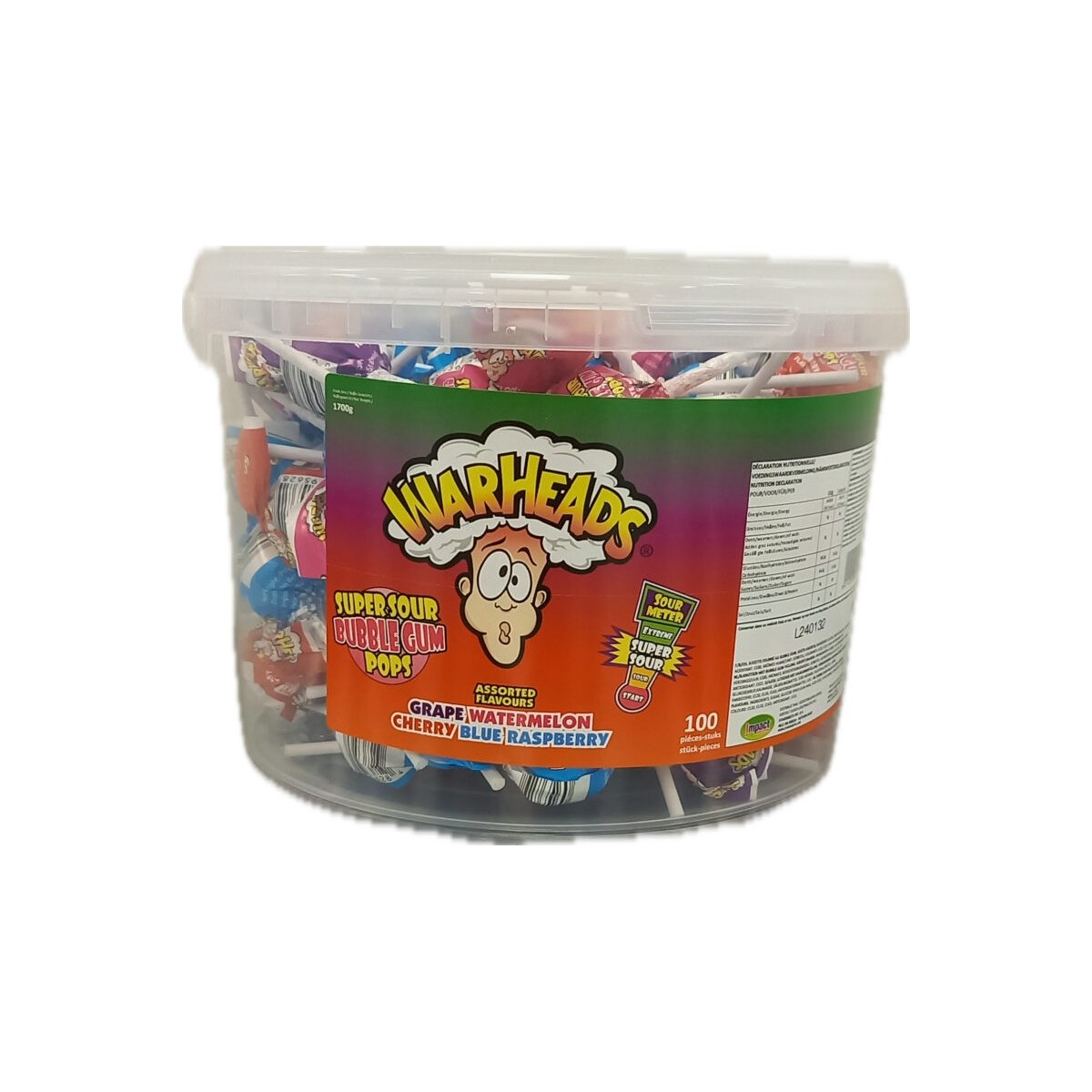 LOLLIPOPS SOUR VARIETY WARHEADS MIX 100 PIECES  PACKAGE