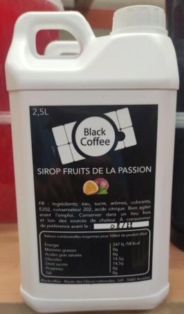 BLACK COFFEE SIROP GOUT FRUITS DE LA PASSION  BIDON DE 2.5L