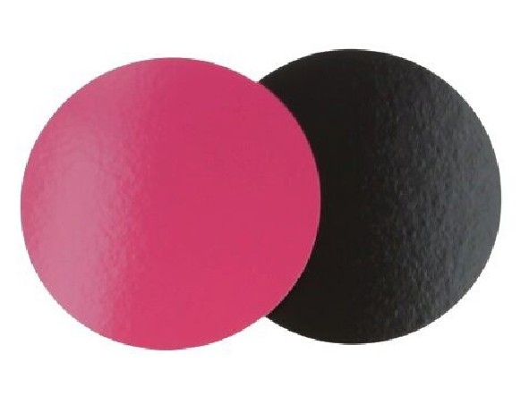 CAKE BOARD ROUND FUSCHIA & BLACK Ø 14CM 50 PIECES FOSTPLUS INCLUDED  PACKAGE 