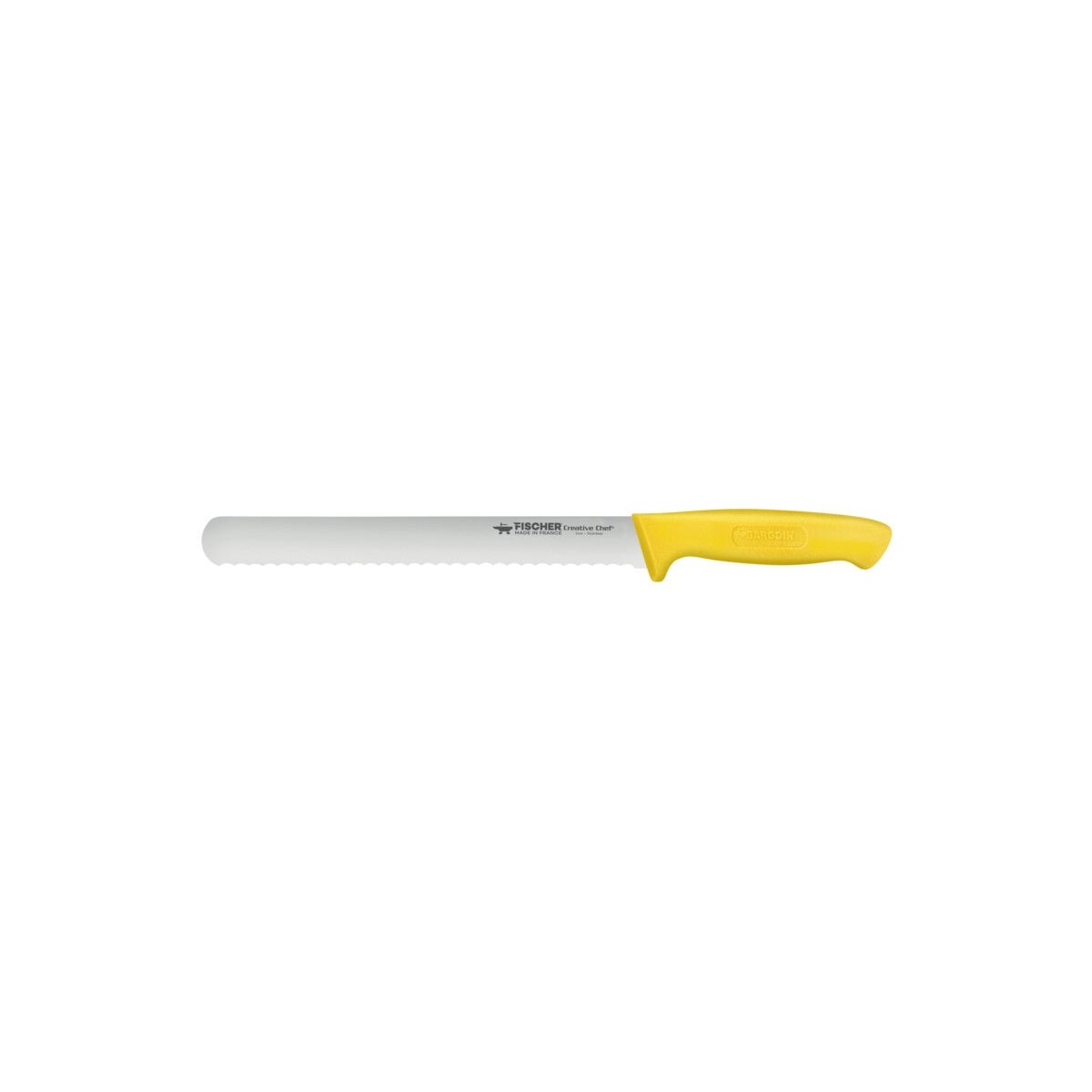 FISCHER COUTEAU SCIE BISCOTTE/GENOISE 28CM MANCHE JAUNE 4480-28