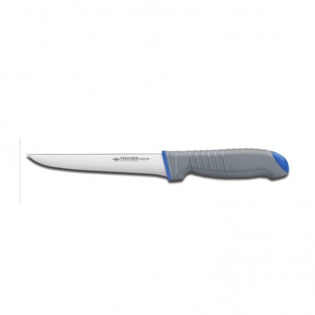 FISCHER BONING KNIFE STRAIGHT BACK BI-MATERIAL HANDLE BLUE 14CM 78015-14GB