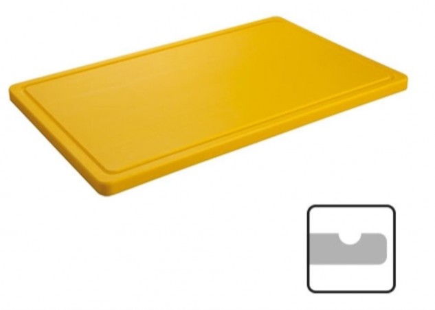 CATERCHEF PLANCHE POLY GN1/1 JAUNE 53X32.5X2CM A/RIGOLE