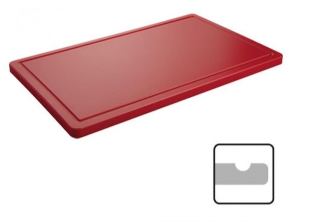 CATERCHEF PLANCHE POLY GN1/1 ROUGE 53X32.5X2CM A/RIGOLE