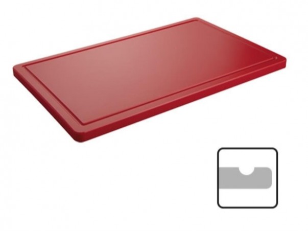 CATERCHEF PLANCHE POLY ROUGE 40X25X2CM A/RIGOLE