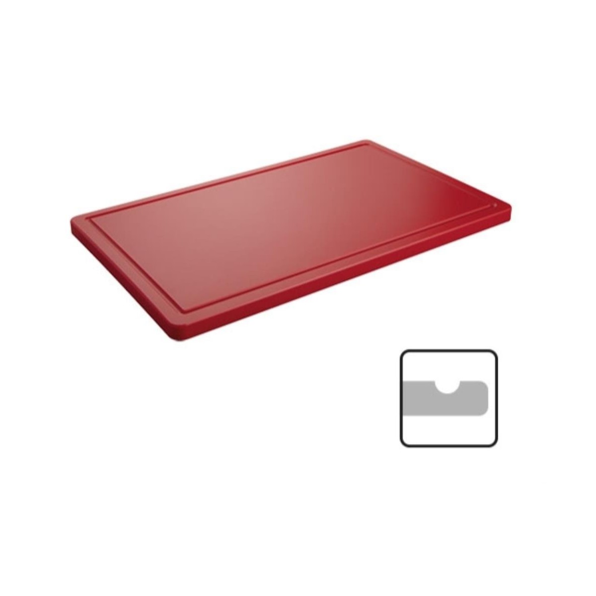 CATERCHEF PLANCHE POLY ROUGE 40X25X2CM A/RIGOLE