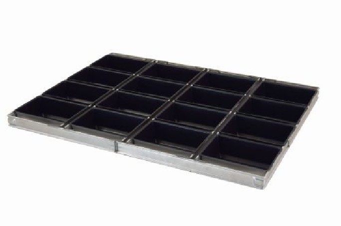 VERBINDEND 16 BROODVORMEN 18X12CM H6CM TEFLON VOOR DRAAIEND OVEN (PLAAT 60X80CM)