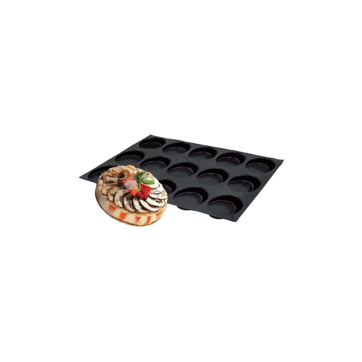 FP-03413 FLEXIPAN® ORIGINE MINI QUICHES 30X20CM 15EMP 29,2X18,8CM Ø4,2CM H1CM 