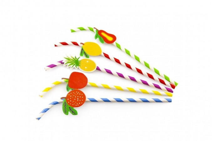 SIER PAPER STRAW ASSORTED WITH FRUITS 24CM Ø6MM 50PCES