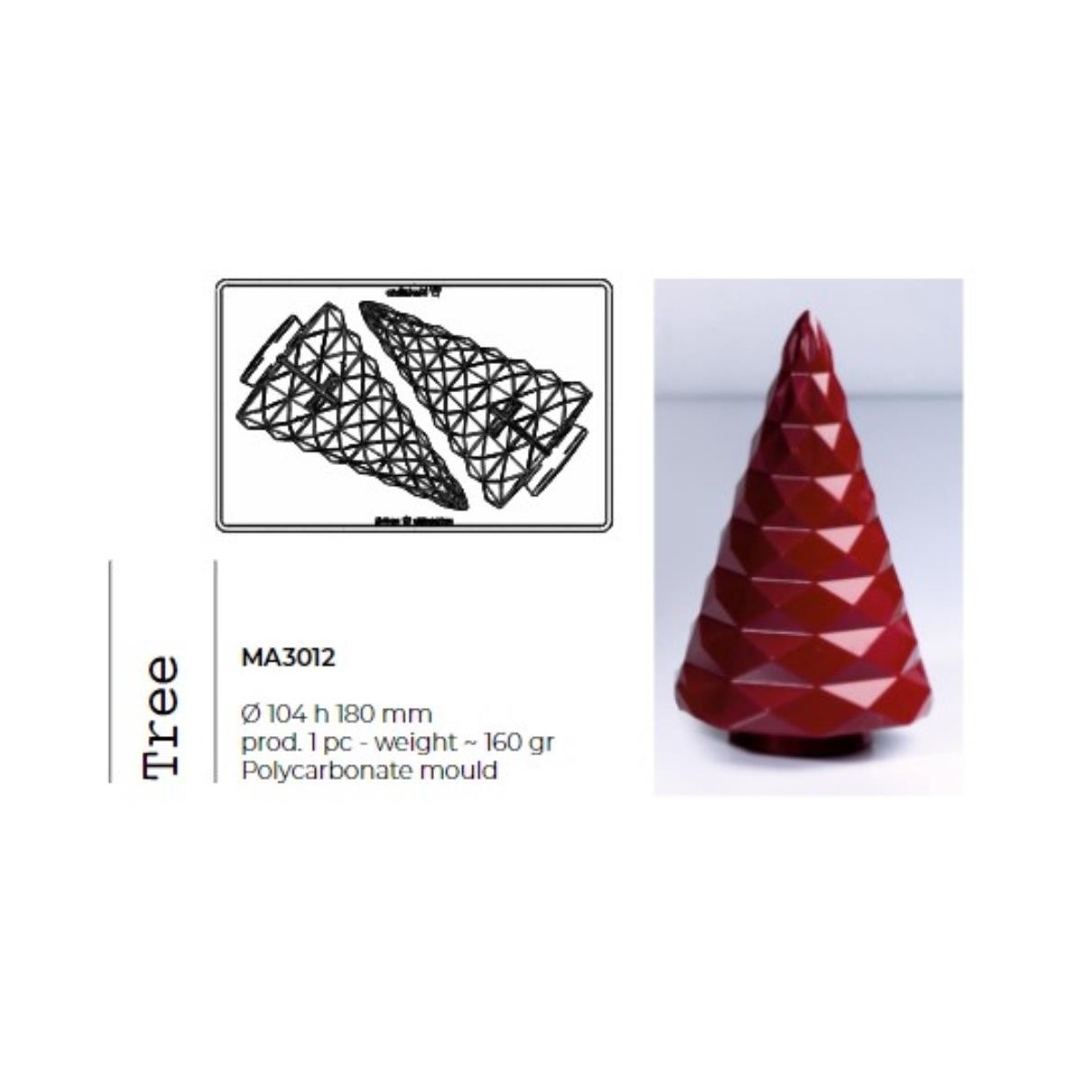 MOULE PRALINES POLYCARBONATE SAPIN FACETTE DIA104H180MM