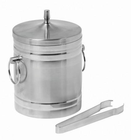 INOX IJSBLOKJES EMMER MET DEKSEL, DUBBLE WAND EN IJSPINCET 5L DIAM 20CMSET