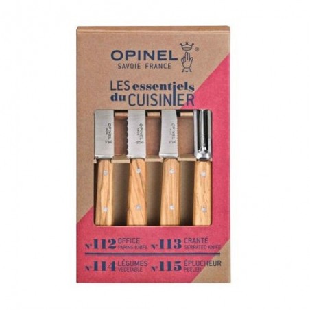 OPINEL SET OF 4 KNIVES OLIVEWOOD ESSENTIALS N°112/N°113/N°114/N°115 STAINLESS STEEL/WOOD 