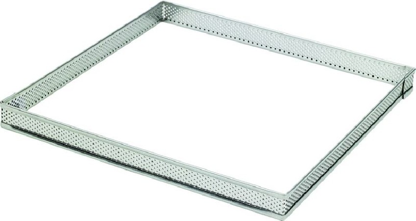 VIERKANT INOX GEPERFOREERD DIAM 14 X 14CM H 2CM