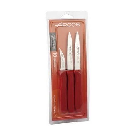 ARCOS SET 3 COUTEAUX OFFICE ROUGE(BEC OISEAU+10CM+10 TOMATE)