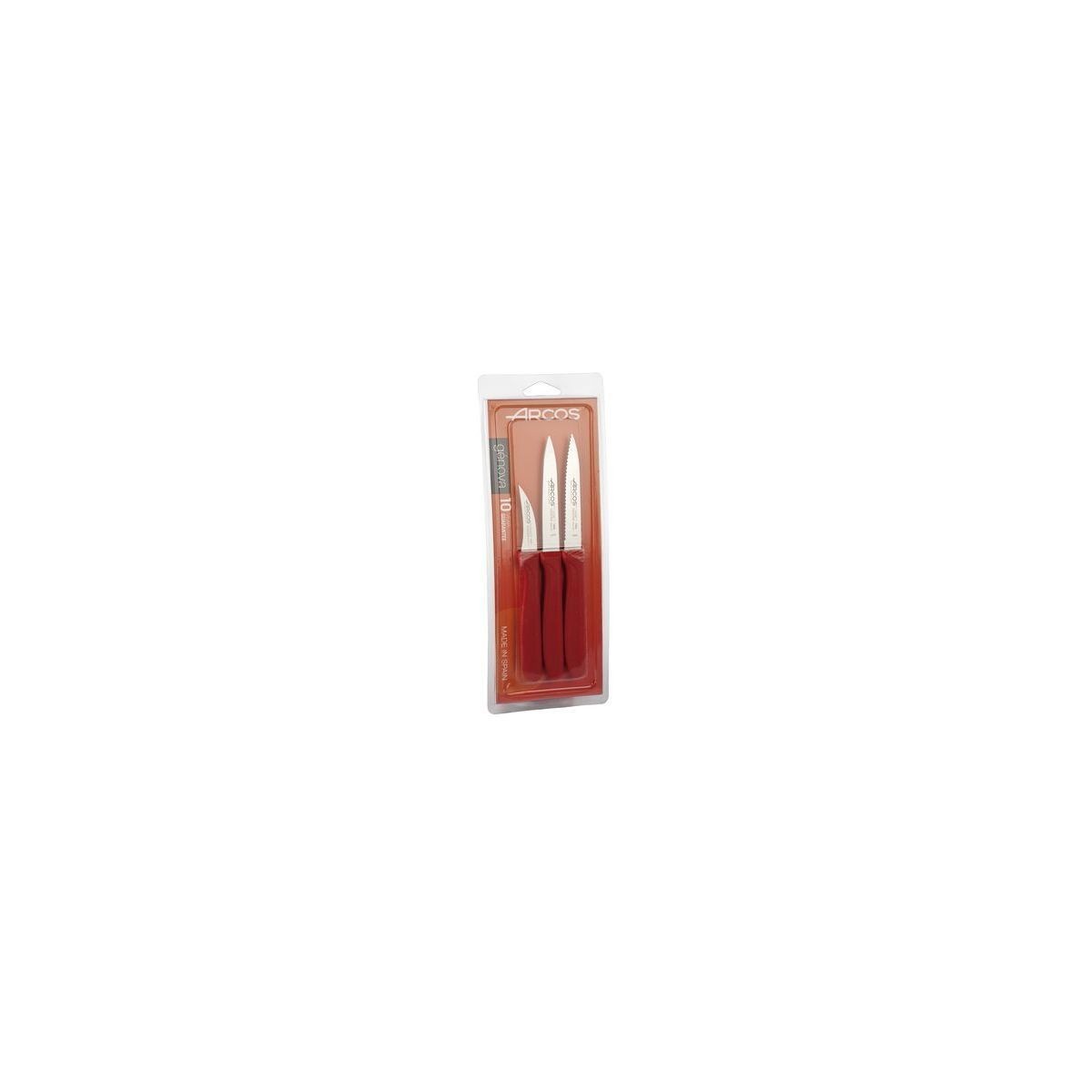 ARCOS SET 3 COUTEAUX OFFICE ROUGE(BEC OISEAU+10CM+10 TOMATE)