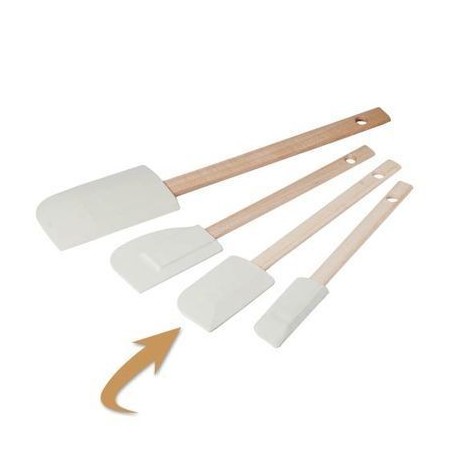 SPATULE MARYSE CAOUTCHOUC 24X3.2CM MANCHE BOIS ETROITE VIDE BOUTEILLES