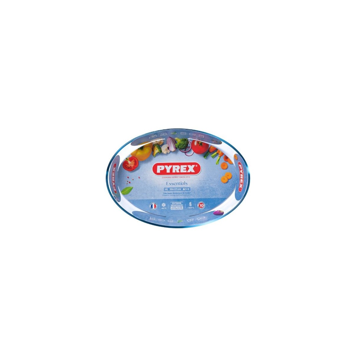 PYREX PLAT A GRATIN OVAL ESSENTIALS 39X27CM 4.0L  BOROSILICATE -40+300° 