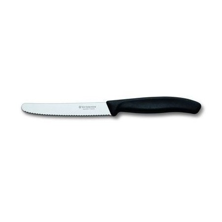 VICTORINOX COUTEAU TABLE/TOMATES 10CM NOIR BOUT ARRONDI