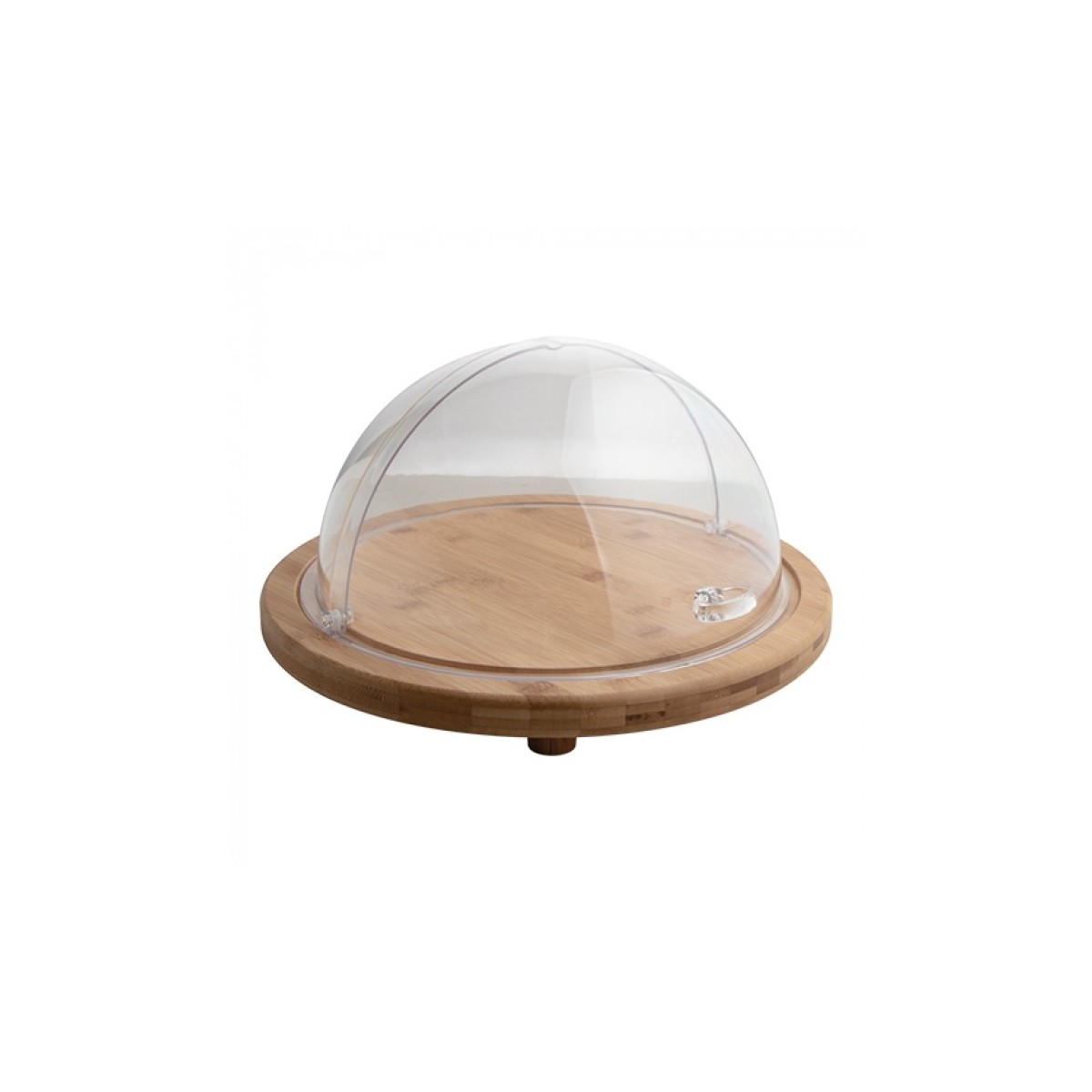 ZICCO PLATEAU A SERVIR BOIS-38CM A/CLOCHE TRANSPARENTE H24,5CM 