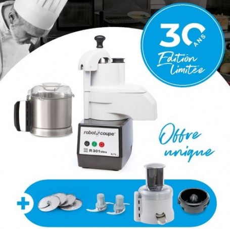 ROBOT COUPE R301U  COMBINE ANNIVERSAIRE 650W CL+CUTTER INOX - 230V/1 - 4D:E2+E4+RE2+J2X2