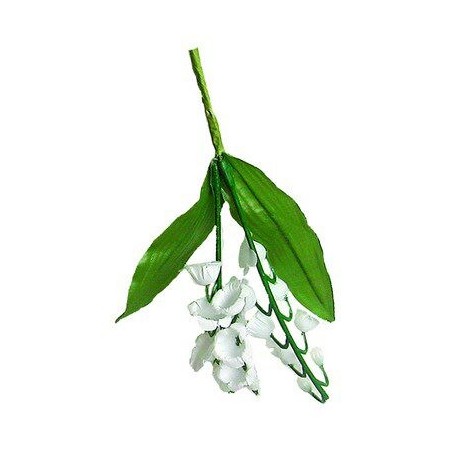 PIQUET MUGUET 2 BRANCHES 2 FEUILLES HT 15CM  PLASTIQUE 30 PCES