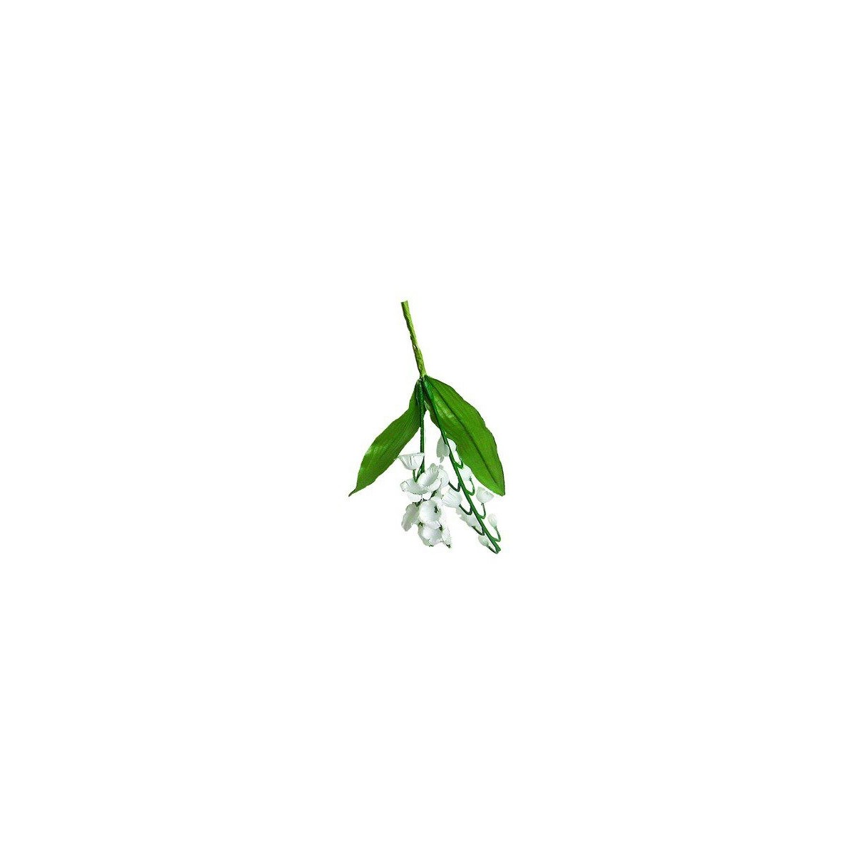 PIQUET MUGUET 2 BRANCHES 2 FEUILLES HT 15CM  PLASTIQUE 30 PCES